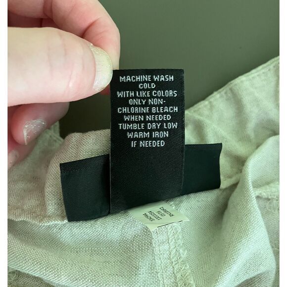 Lane Bryant khaki gold linen roll cuff capri pants - Picture 6 of 15